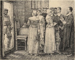 中断されたピューリタンの結婚式 作： George Henry Boughton