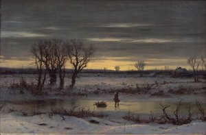 アルバニー近くの冬の夕暮れ、1858（リネンに油彩）