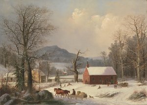 レッドスクールハウスのカントリーシーン、1858年。