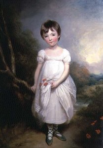 白いドレスを着た少女の肖像 作： George Henry Harlow