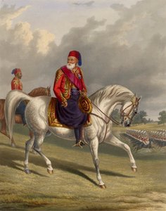 エジプトの国家・将軍イブラヒム・パシャの肖像（エジプトのイブラヒム・パシャ（1789-1848））。ジョージ・ヘンリー・ラポート（1799-1873）によるエングレーヴィング 1846年 薄暗い 29.8x23.4 cm プライベート・コレクション 作： George Henry Laporte