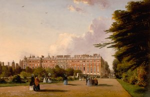 ブロードウォークからのハンプトンコート宮殿の南正面の眺め、1827〜49年頃（キャンバスに油彩） 作： George Hilditch