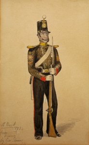 イギリス海軍大砲のカラー軍曹、1854年（紙にトイレ）