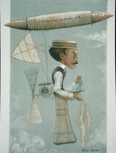 アルベルト・サントス＝デュモン（1873-1932）、『パンチ』誌「Men of the Day」のイラスト（カラーリトグラフ版） 作： George Hum
