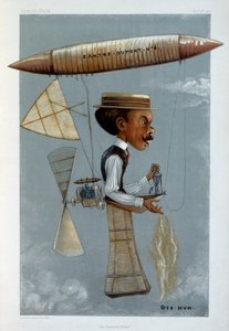 アルベルトサントスデュモンと彼の飛行船、1901 作： George Hum