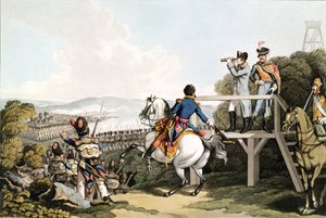 ボナパルト（1769-1821）フライト直前、1815年6月18日、ウォータールーの帝国衛兵の攻撃を見る、マシュードゥブール（fl.1813-20） 作： George Hum