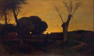 1875年、マサチューセッツ州メドフィールドでの夜。 作： George Inness