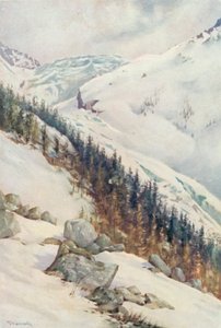 冬のアルジェンティエールの氷河（カラーリトグラフ 作： George Jackson Flemwell