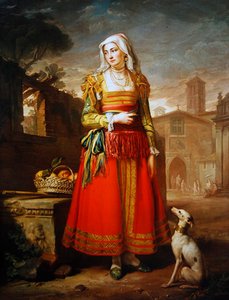 イタリアの衣装を身にまとった貴婦人の肖像（全身）（油彩・キャンバス 作： George James