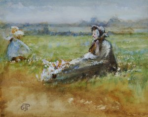 牧草地で 作： George John Pinwell