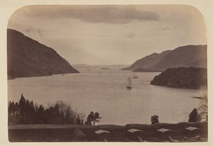 1867 年、ニューヨーク州ウェスト ポイントの陸軍士官学校から見たハドソン川。 作： George K Warren