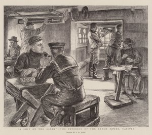 砂浜の船、ビーチハウスの内部、Caister 作： George Kingston Jones
