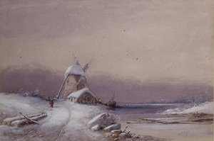 冬の風景（水彩・紙） 作： George Knox