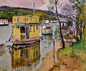 ハウスボート、ローモンド湖（油彩・キャンバス） 作： George Leslie Hunter