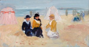 岸辺にて 1910-14年頃 ミルボードに油彩 作： George Leslie Hunter