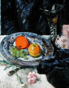 果物のある静物画（油彩・キャンバス） 作： George Leslie Hunter