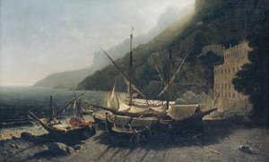 アマルフィ、サレルノ湾、1857年に表示します。 作： George Loring Brown