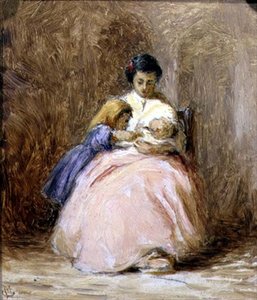 新生児」1870年頃（油彩・キャンバス） 作： George Manson