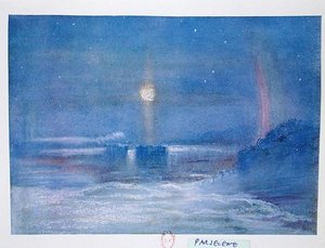 南極、サー・アーネスト・シャックルトン（1874-1922）の「Nimrod in the Antarctic 1907-09」からのイラスト 作： George Marston