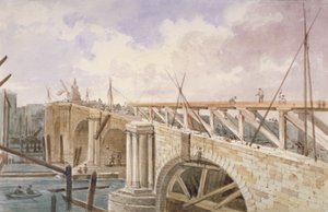 ブラックフライアーズ橋で行われている解体作業、1864 年 作： George Maund