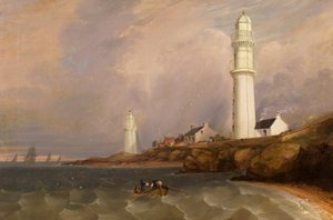 灯台 - ウェスト ライト、テイポート、1840 年頃（キャンバスに油彩） 作： George McGillivray