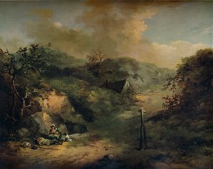 トランプが休んでいる丘の中腹、c1793 作： George Morland