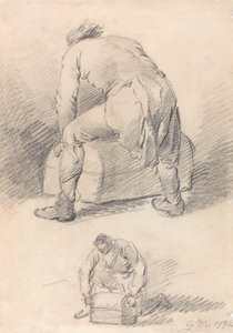 Mies nostamassa tavaratilaa, kaksi tutkimusta yhdellä arkilla 作： George Morland