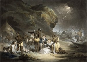 ジョン・ラファエル・スミスによって彫刻されたアフリカのおもてなし、1791年（メゾティント） 作： George Morland