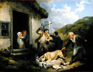 闘う犬（油彩・キャンバス） 作： George Morland
