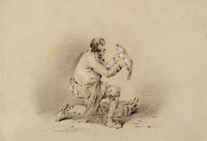 魚を持っている漁師 作： George Morland