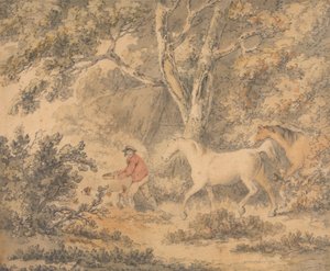 馬、農夫、犬のいる風景 作： George Morland