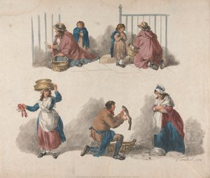 5 個セット: 行商人の 5 つの研究 作： George Morland