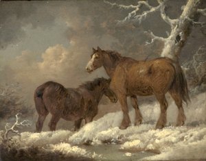 雪の中で2頭の馬 作： George Morland