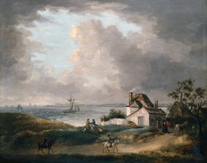 港とポートランド ビルを遠望するウェーマス湾 作： George Morland