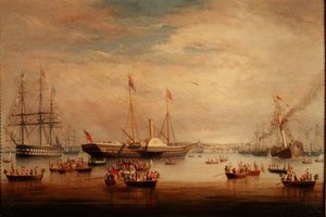 コーク沖に停泊中のロイヤルヨット「ヴィクトリア＆アルバート」号 作： George Mounsey Wheatley Atkinson