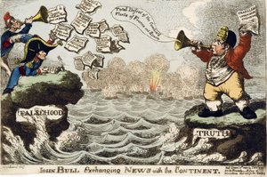 大陸とニュースを交換するジョン・ブル（英国国家の象徴 作： George Moutard Woodward