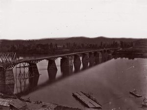 カリフォルニア州チャタヌーガでテネシー川に架かる橋。 1864年。