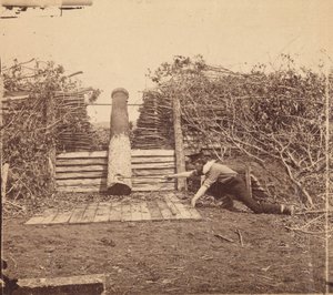 クエーカー銃、バージニア州センタービル、1862 年 3 月。 作： George N. Barnard