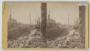 1871年のシカゴ火災後のクラークストリートの立体写真 作： George N. Barnard