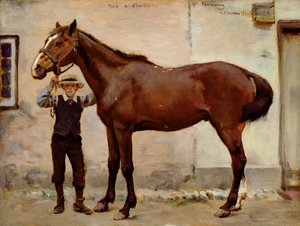 ウィアウェル・プライオリーのディックと「チャーリー」（油彩・ボード 作： George Percy Jacomb Hood