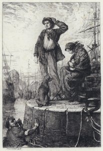 リバプールの移民たち（銅版画 作： George Percy Jacomb Hood