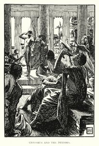 オデッセイオデュッセウスと求婚者たち」（エングレーヴィング 作： George Percy Jacomb Hood