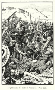 イリアス』。パトロクロスの死体をめぐる戦い（エングレービング 作： George Percy Jacomb Hood