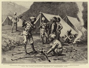 Buner Expeditionで降伏した武器を解体する 作： George Percy Jacomb Hood