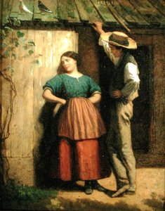 素朴な求愛」1859-60年頃（油彩・ボード） 作： George Philip Reinagle