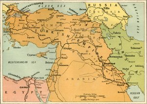 1919年のメソポタミア遠征を説明する地図。 作： George Philip and Son Ltd