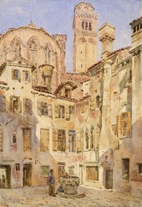 カンピエッロサンロッコからのヴェネツィアフラーリ教会、1854年 作： George Price Boyce