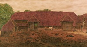 ホイットチャーチの古い納屋（鉛筆と紙に引っかき傷のあるw - c） 作： George Price Boyce