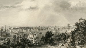 「ニューヨーク市、ブルックリン ハイツから」、1874 年。 作： George R. Hall