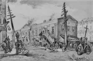 オールド スリップ マーケット、1881 年。 作： George Reynolds